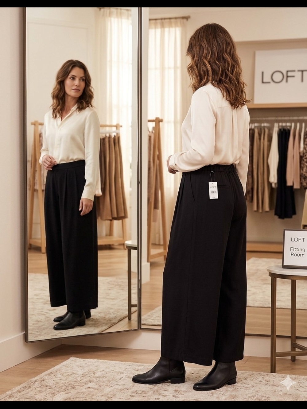 LOFT Black Wide-Leg Cropped Pants